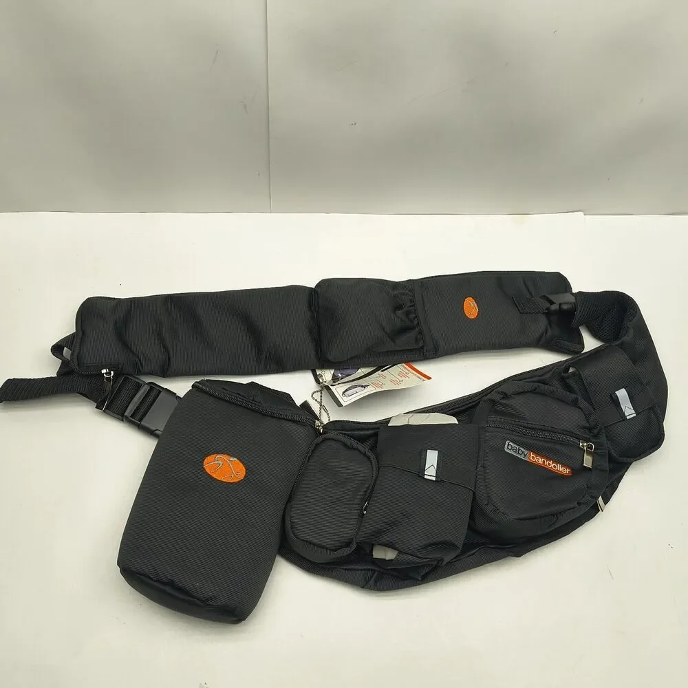 Baby Bandolier Sling Diaper Bag Black Dad Bag Supplies Organizer Hiking NWT